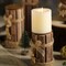 4 pcs Natural Assorted Wood Candle Holders with String Ribbons and Stars
